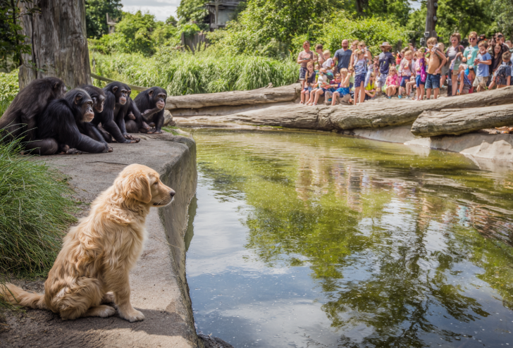 Puppy Slips Into Chimp Enclosure – What Zookeepers Witness Next Is Astonishing!